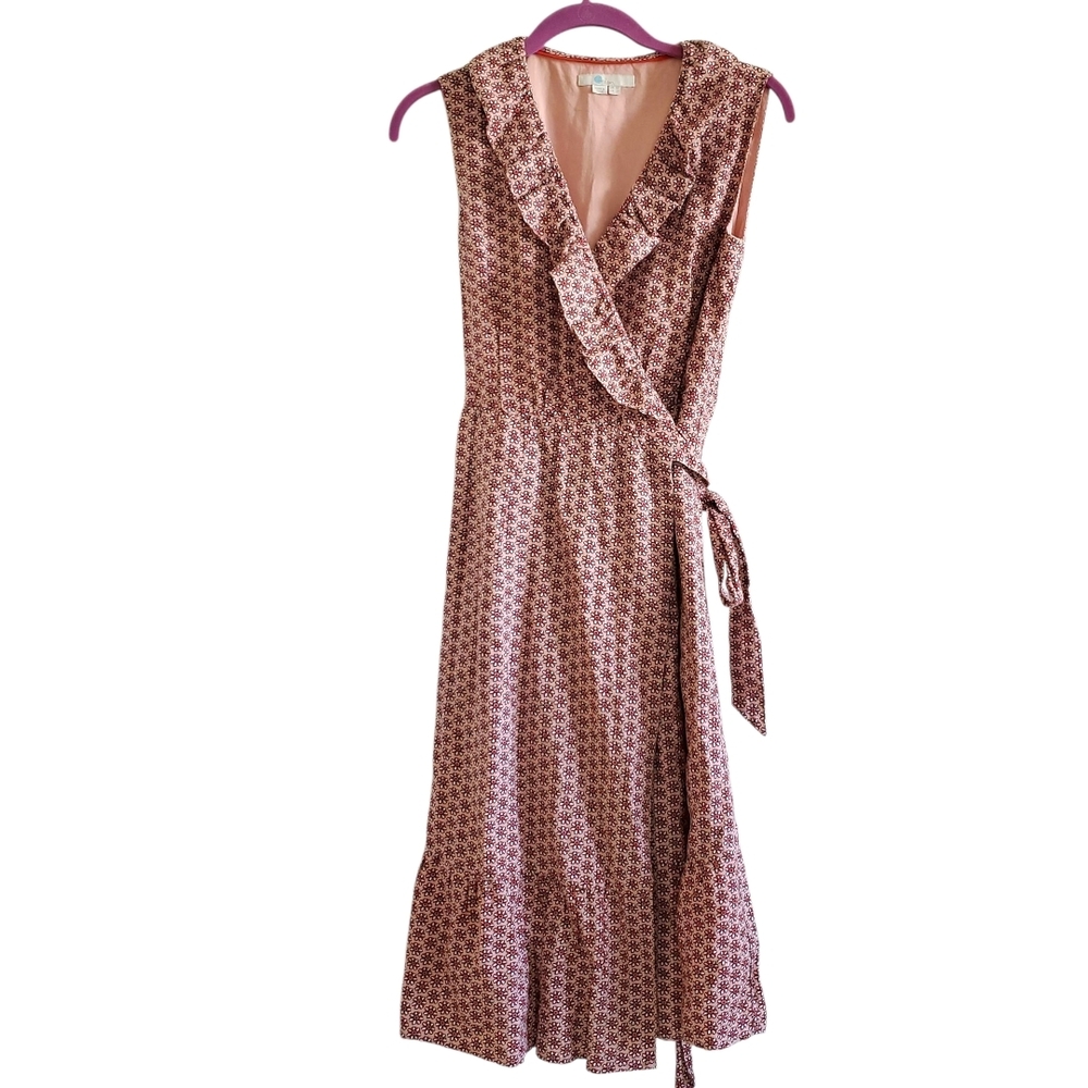 Boden Nancy 100% Linen Wrap Midi Wrap Dress